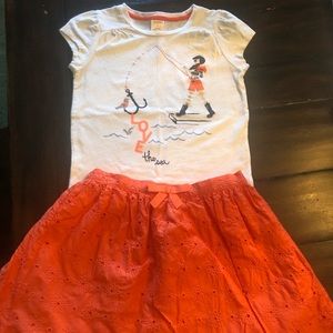 Gymboree size 7 tee shirt and eyelet detail skirt